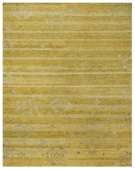 8' X 10' Striped Hand Knotted Area Rug (744275) - Gold / Yellow