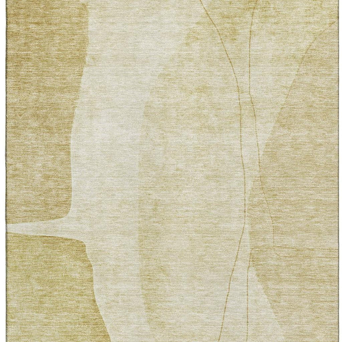 9' X 12' Abstract Washable Area Rug With UV Protection (656572) - Gold / Beige