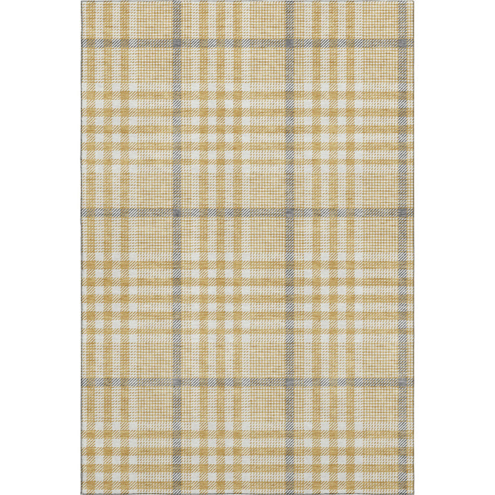 10' X 14' Plaid Washable Area Rug With UV Protection (682631) - Gold / Ivory / Gray