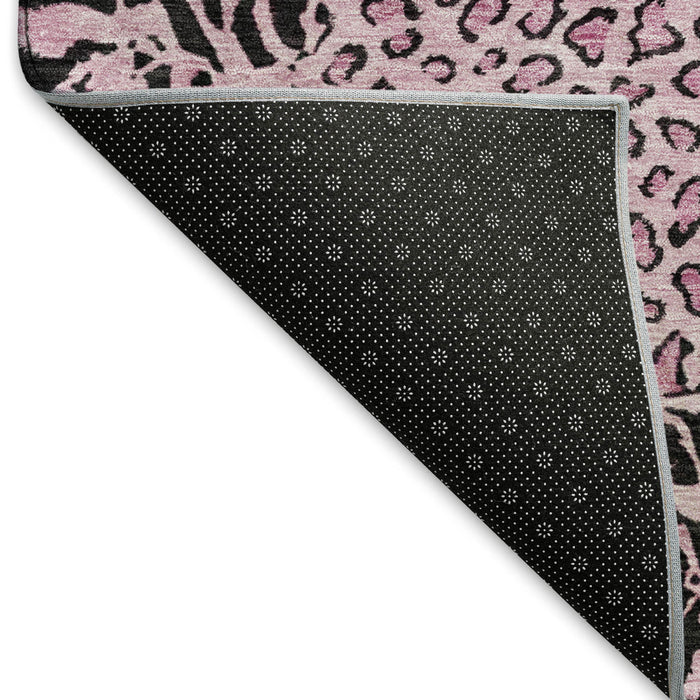 10' X 14' Animal Print Washable Area Rug With UV Protection (692052) - Pink / Black