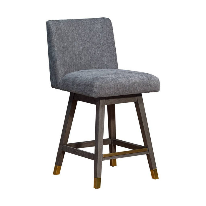 Solid Wood Swivel Counter Height Bar Chair - Gray And Black
