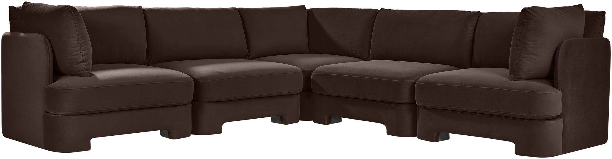 Meridian Furniture Hammond velvet performance fabric 5-piece corner sectional with plush cushions and modern design.