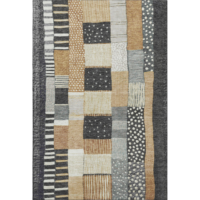 10' X 14' Geometric Washable Area Rug With UV Protection (709456) - Black / Gold / Ivory