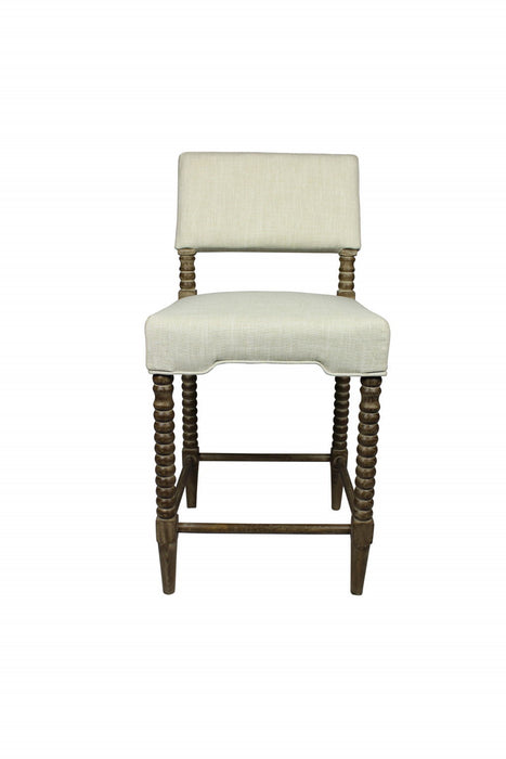 Solid And Manufactured Wood Counter Height Bar Chair - Off White And Brown