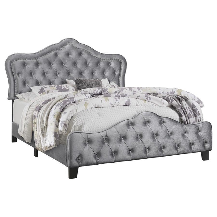 Bella - Upholstered California King Panel Bed - Gray