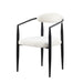 Set of 2 Giga mid-century modern dining chairs with boucle backrests, sherpa upholstery, and metal legs for kitchen or dining room.