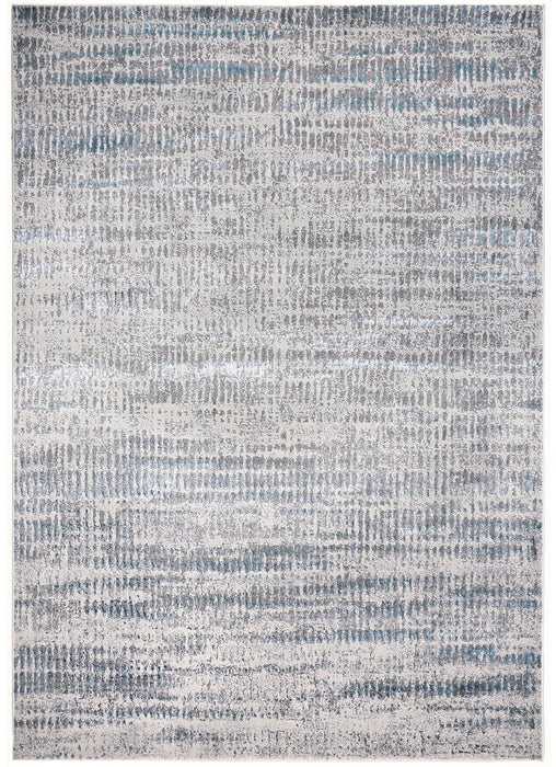 8' x 10' Abstract Power Loom Polyester Area Rug - Ivory Gray And Blue