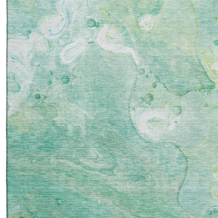 10' X 14' Abstract Washable Area Rug With UV Protection (708880) - Teal / Ivory