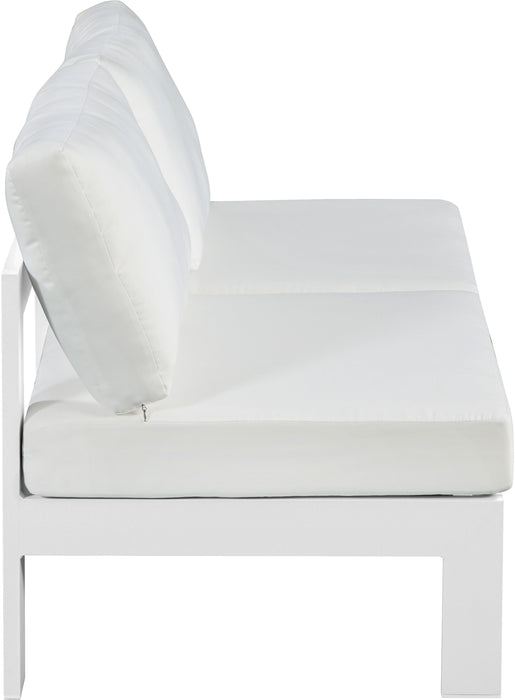 Nizuc - Outdoor Patio 2 Seat Armless Modular Sofa With White Frame