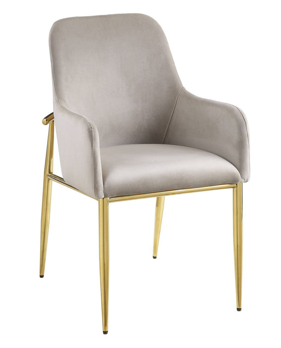 Velvet Wood Metal Dining Side Chairs (Set of 2) - Gray