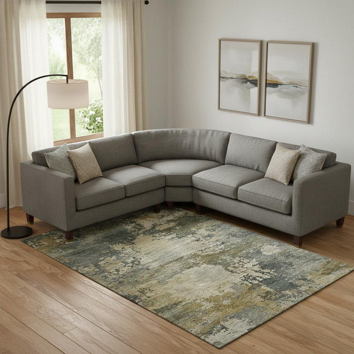 10' X 14' Abstract Washable Area Rug With UV Protection (717002) - Gray / Beige
