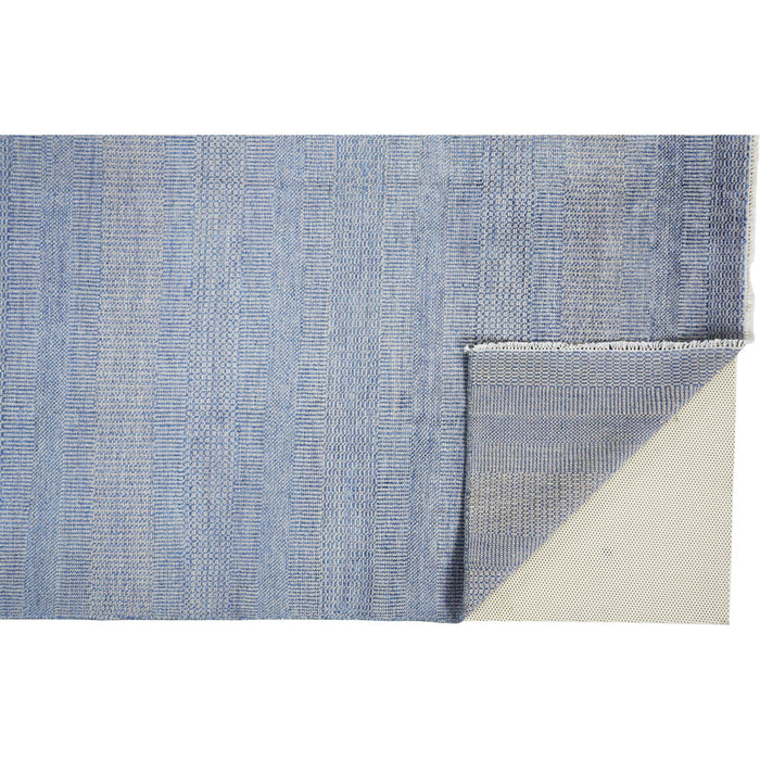 9' x 12' Wool Striped Hand Knotted Area Rug - Blue And Silver