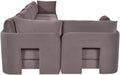 Meridian Furniture Hammond velvet performance fabric 6-piece L-shaped sectional sofa in a modern stationary design.