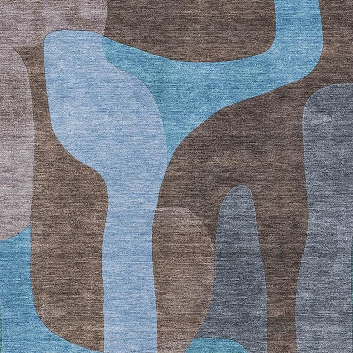 10' X 14' Abstract Washable Area Rug With UV Protection (706259) - Brown / Blue