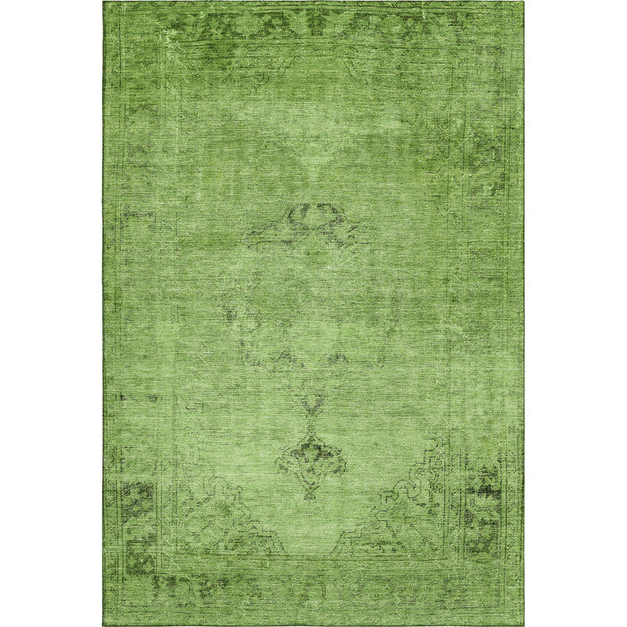 10' X 14' Oriental Washable Area Rug With UV Protection (654862) - Artichoke Green / Gray