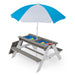 Giga 3-in-1 kids outdoor wooden picnic table with umbrella, convertible sand and water play area, ASTM and CPSIA certified.