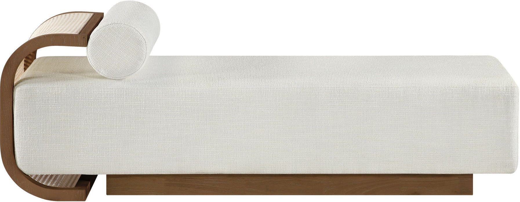 Zephyr - Linen Textured Fabric Upholstered Chaise - Painted Brown Walnut Base