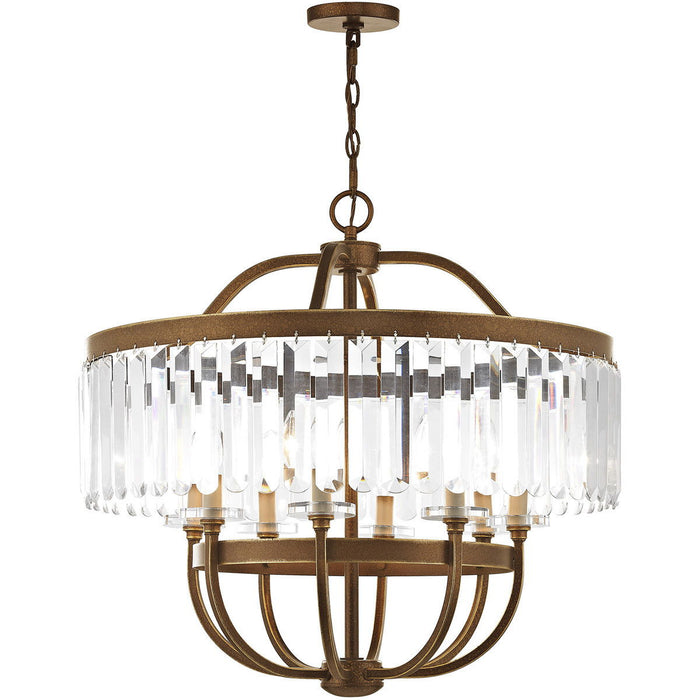 27" Eight Light Dimmable Chandelier With Shades - Bronze
