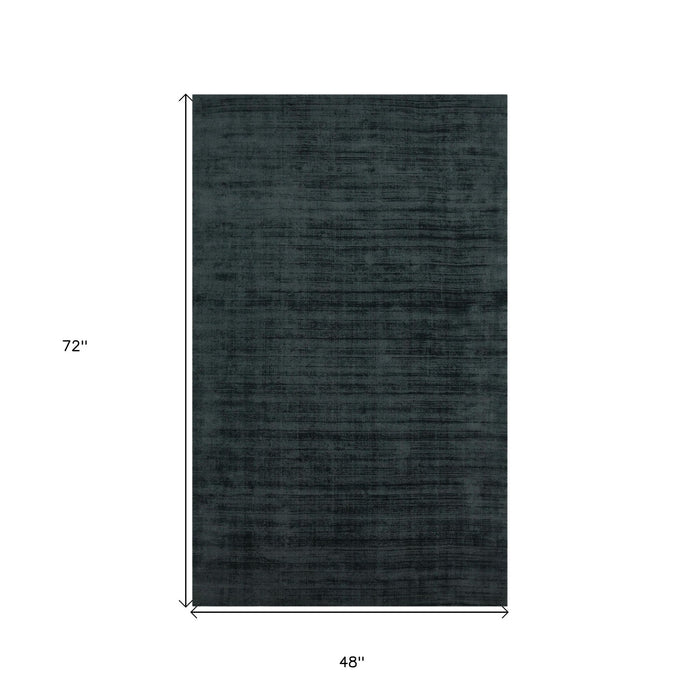 4' X 6' Abstract Hand Woven Area Rug - Charcoal And Black