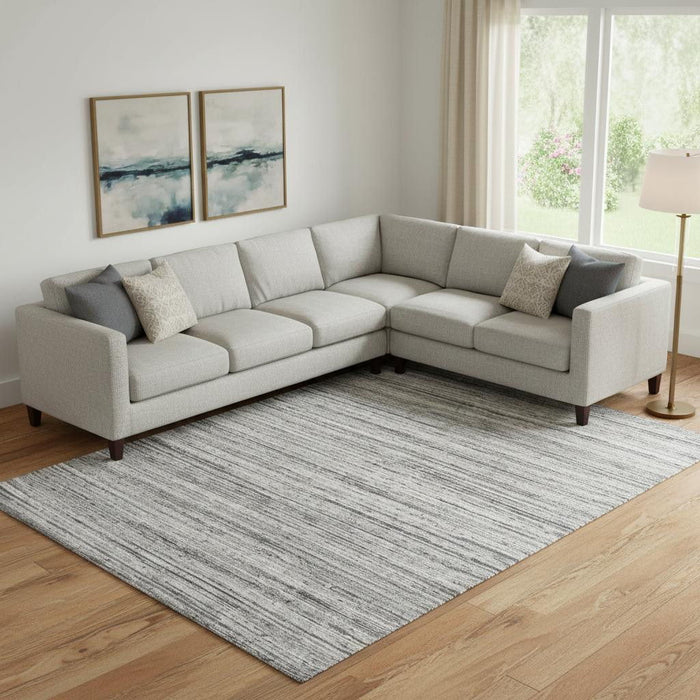 8' X 10' Wool Striped Hand Woven Area Rug (570257) - Ivory / Gray / Black