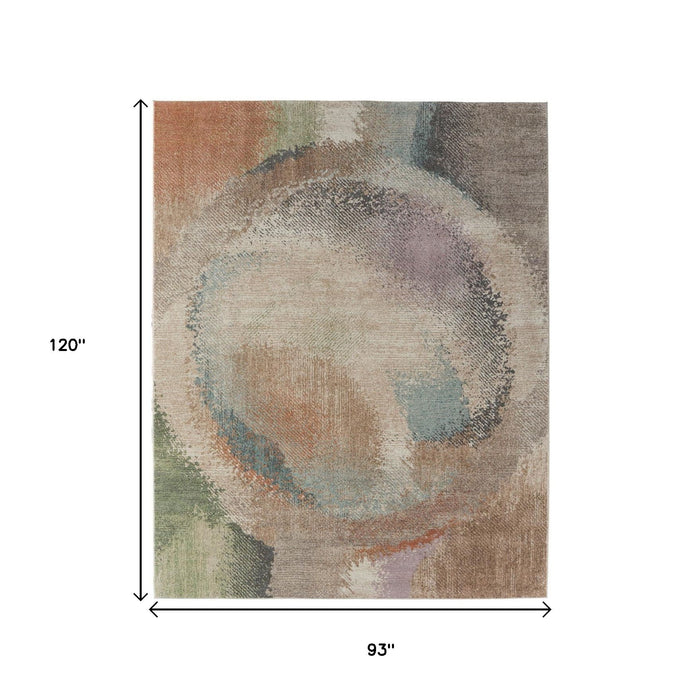 8' X 10' Abstract Distressed Area Rug - Brown