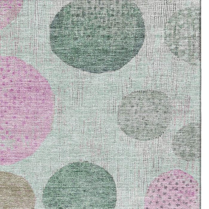 10' X 14' Geometric Washable Area Rug With UV Protection (707461) - Sage / Blush