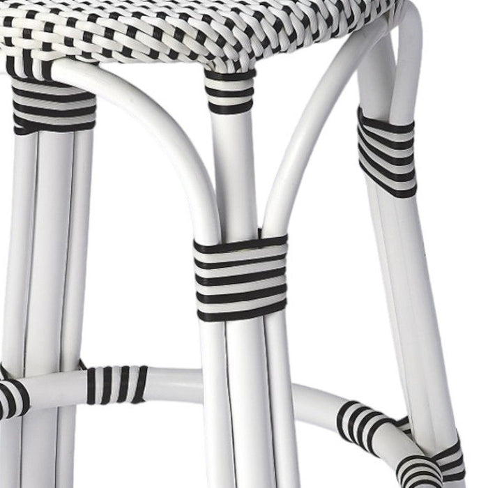 Rattan Backless Counter Height Bar Chair - Black And White