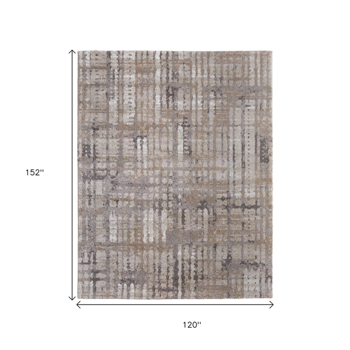 10' X 13' Industrial Abstract Distressed Area Rug - Brown