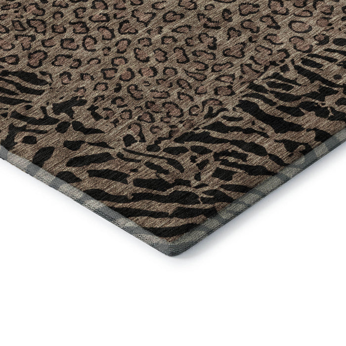 10' X 14' Animal Print Washable Area Rug With UV Protection (692028) - Brown / Black