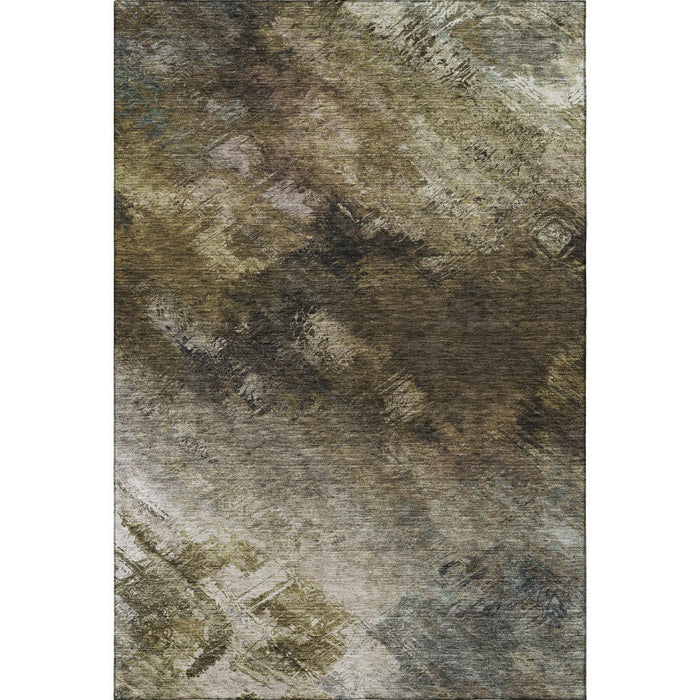 10' X 14' Abstract Washable Area Rug With UV Protection (650506) - Chocolate / Gray / Charcoal