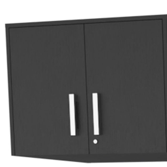 Wall mounted Accent Cabinet With Nine Shelves And Three Drawers - Black