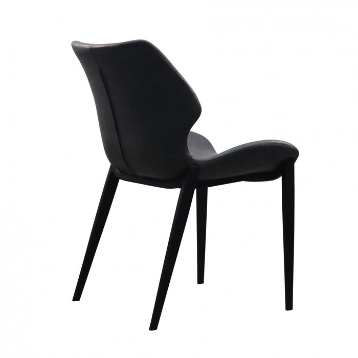 Upholstered Faux Leather Wing Back Dining Side Chairs (Set of 2) - Gray