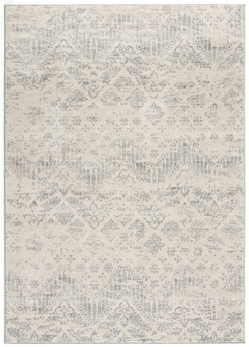 8' x 11' Distressed Ikat Pattern Area Rug - Ivory