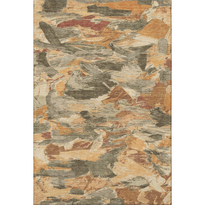 10' X 14' Abstract Washable Area Rug With UV Protection (693114) - Copper / Gray / Taupe