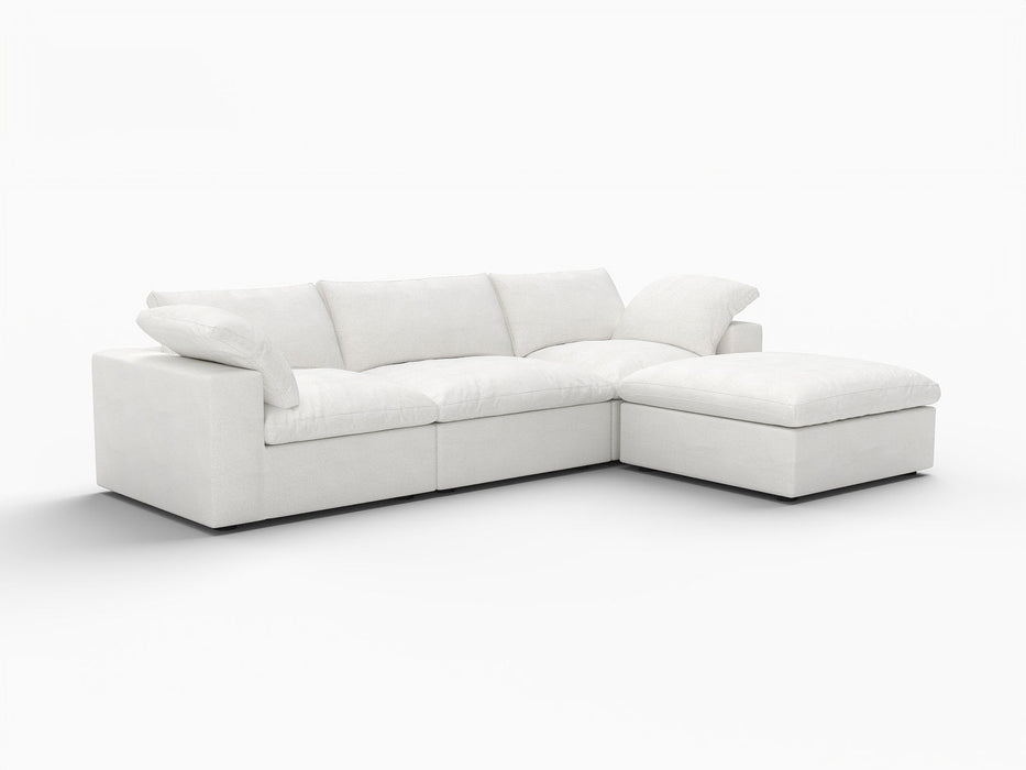 2 Piece Living Room Set Blend Modular Sofa And Ottoman Storage - White