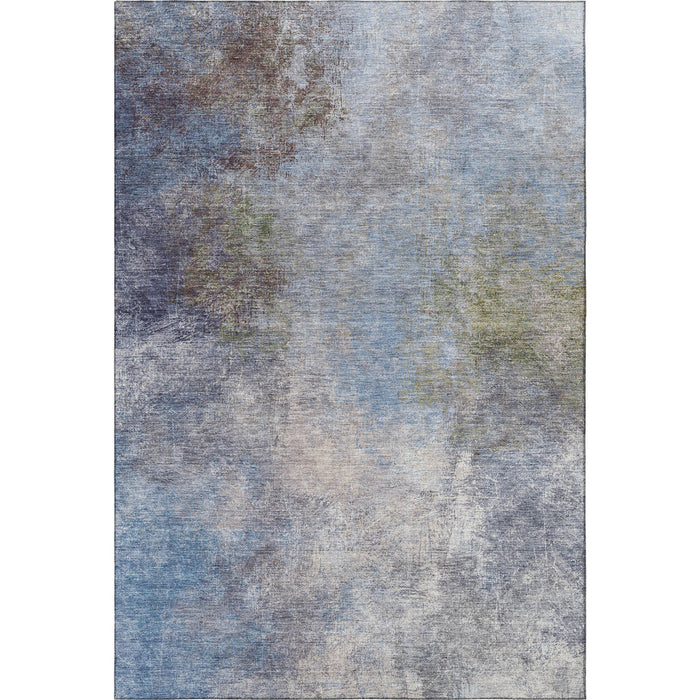 10' X 14' Abstract Washable Area Rug With UV Protection (710562) - Denim Blue / Brown