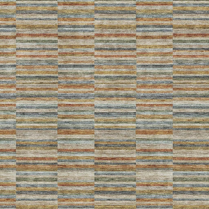 8' X 10' Striped Washable Area Rug With UV Protection - Rust