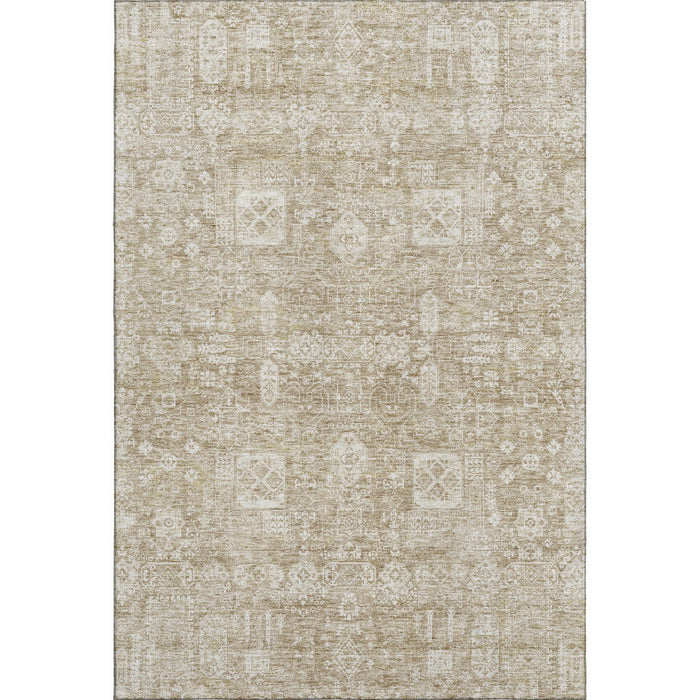 9' X 12' Floral Washable Area Rug With UV Protection (653355) - Beige / Ivory