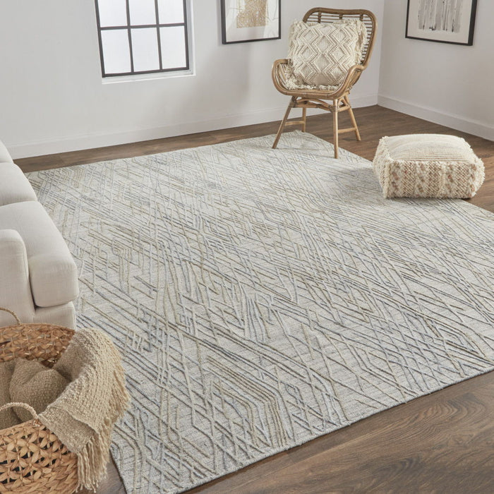 5' x 8' Abstract Hand Woven Area Rug - Gray And Blue