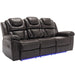 Giga home theater recliner sofa with center console and LED light strip, featuring manual reclining and plush cushioning for living room.