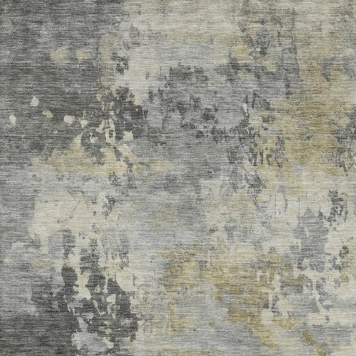 10' X 14' Abstract Washable Area Rug With UV Protection (717146) - Pewter / Charcoal
