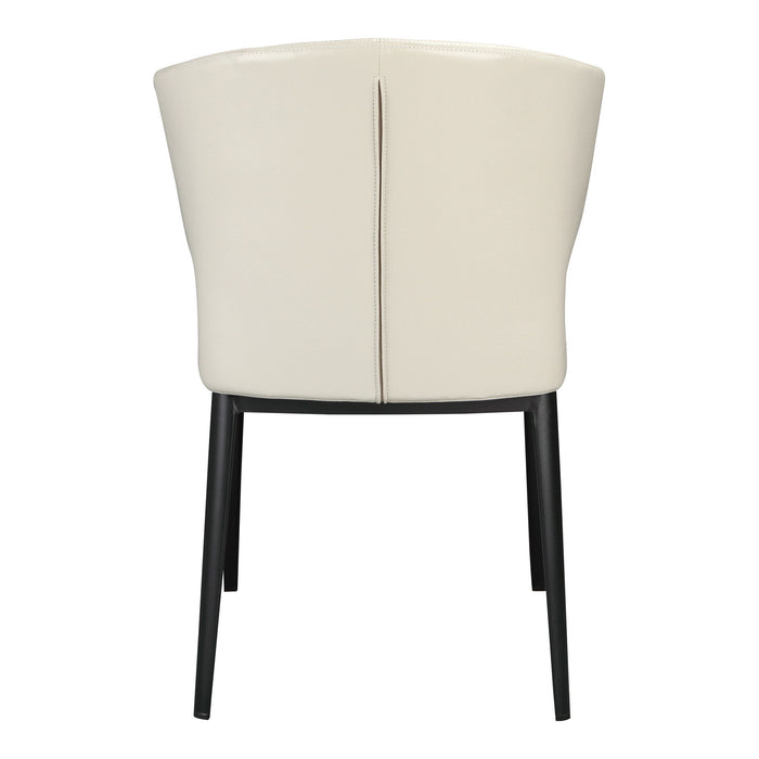 Upholstered Faux Leather Wing Back Dining Side Chairs (Set of 2) - Beige / Black