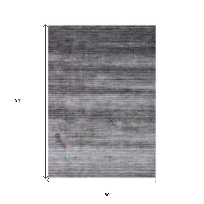 5' x 8' Abstract Ombre With Stars Hand Loomed Area Rug - Gray And Teal