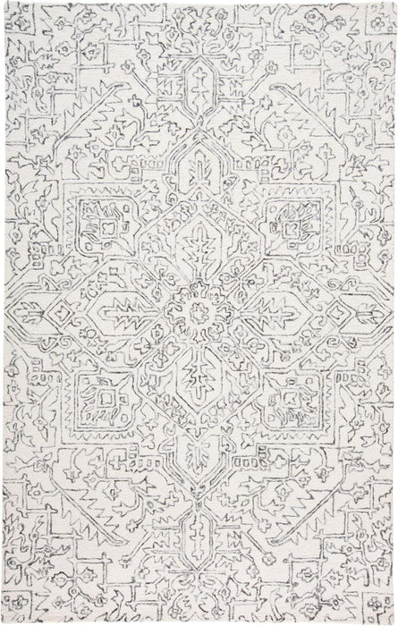8' x 10' Wool Floral Tufted Handmade Stain Resistant Area Rug - Ivory And Gray
