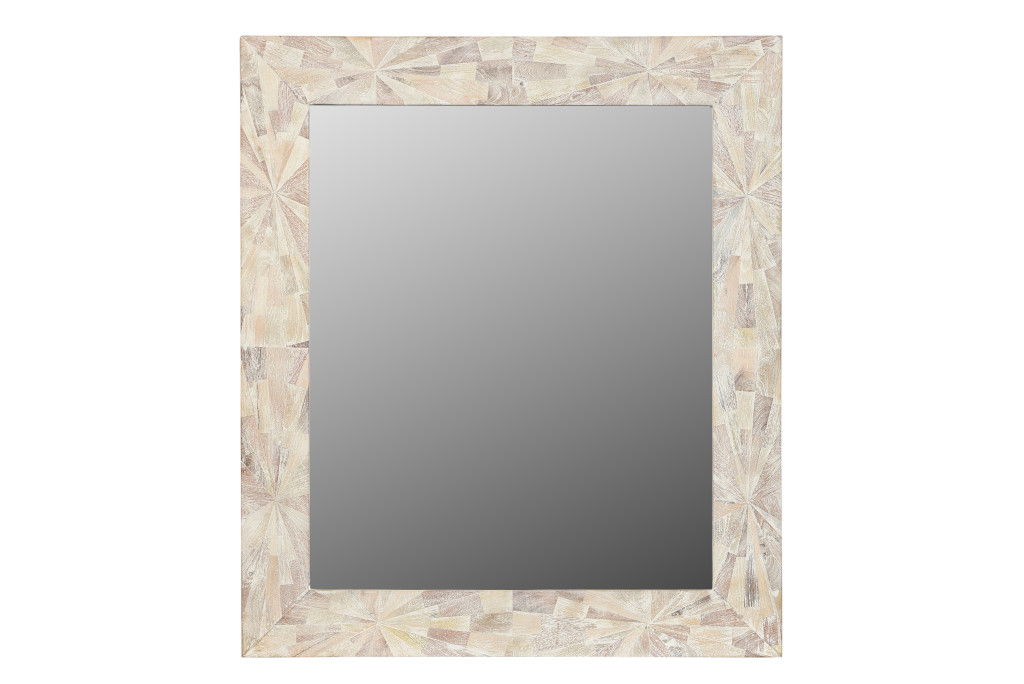 46" Solid Geometric Starburst Framed Accent Mirror - White