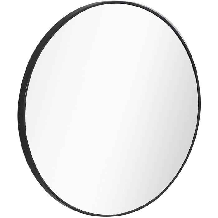 32" Round Framed Accent Mirror - Black