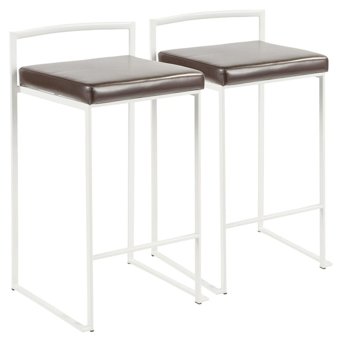 Fuji - Contemporary Stackable Counter Stool (Set of 2) - White Frame