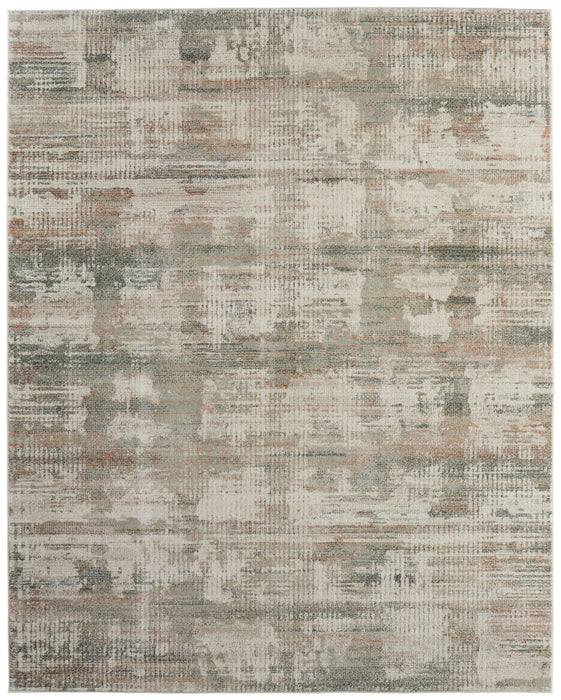10' X 13' Abstract Distressed Area Rug - Ivory