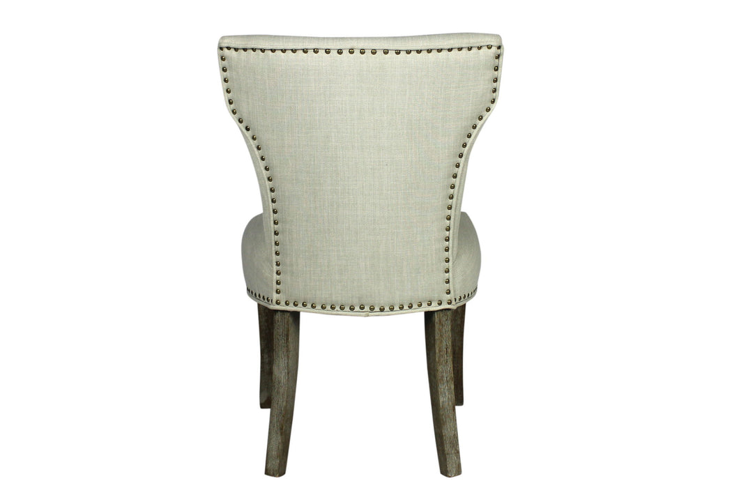 Upholstered Fabric Dining Parsons Chairs (Set of 2) - Ivory / Brown