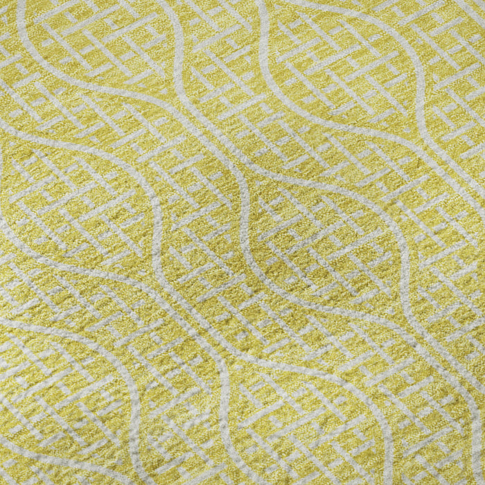 10' X 14' Geometric Washable Area Rug With UV Protection (673681) - Yellow / Ivory
